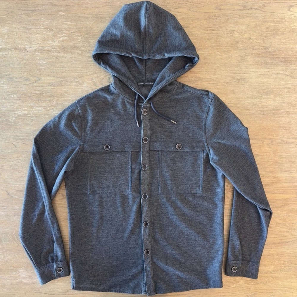 ROBERT BARAKETT Banya Linen Blend Hooded Button Up Shirt Jacket-Men's‎ Size Med